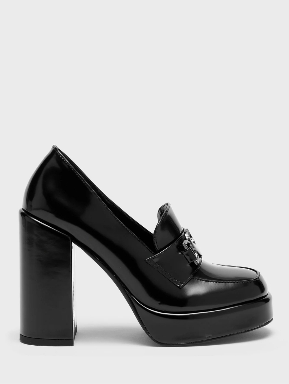 Killstar Black Patent Platform Loafer Heels - Picture 2 of 5
